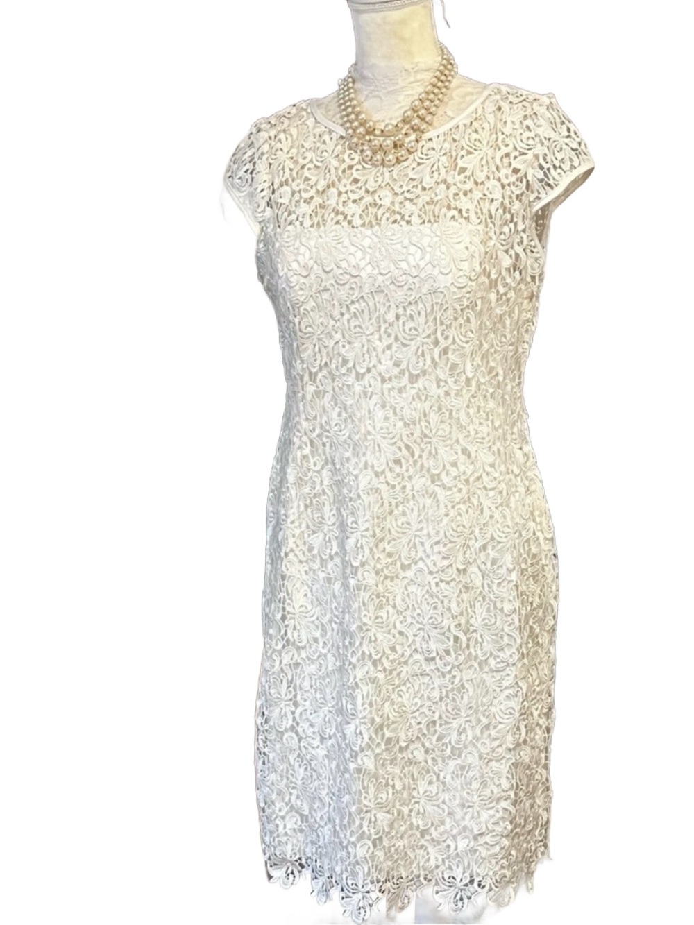 Adrianna Papell White Lace Dress NWT Size 12